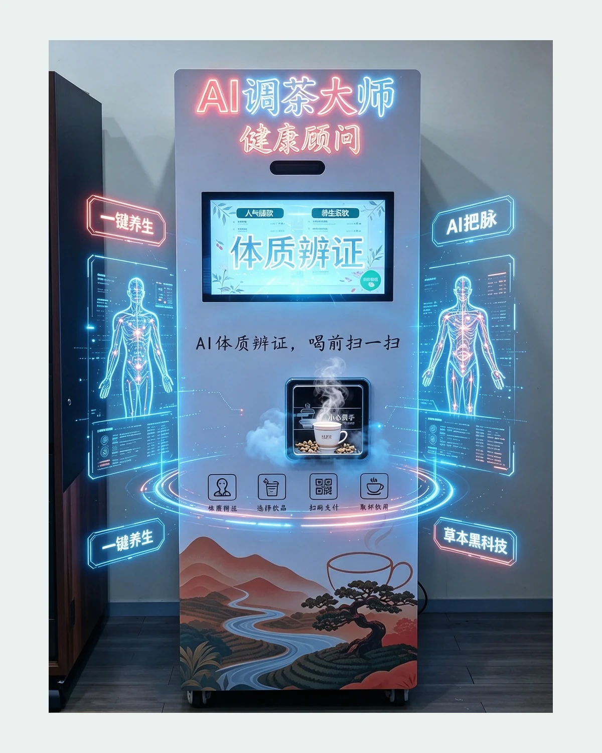 道中创新 AI 体质辨识草本饮品机实景展示