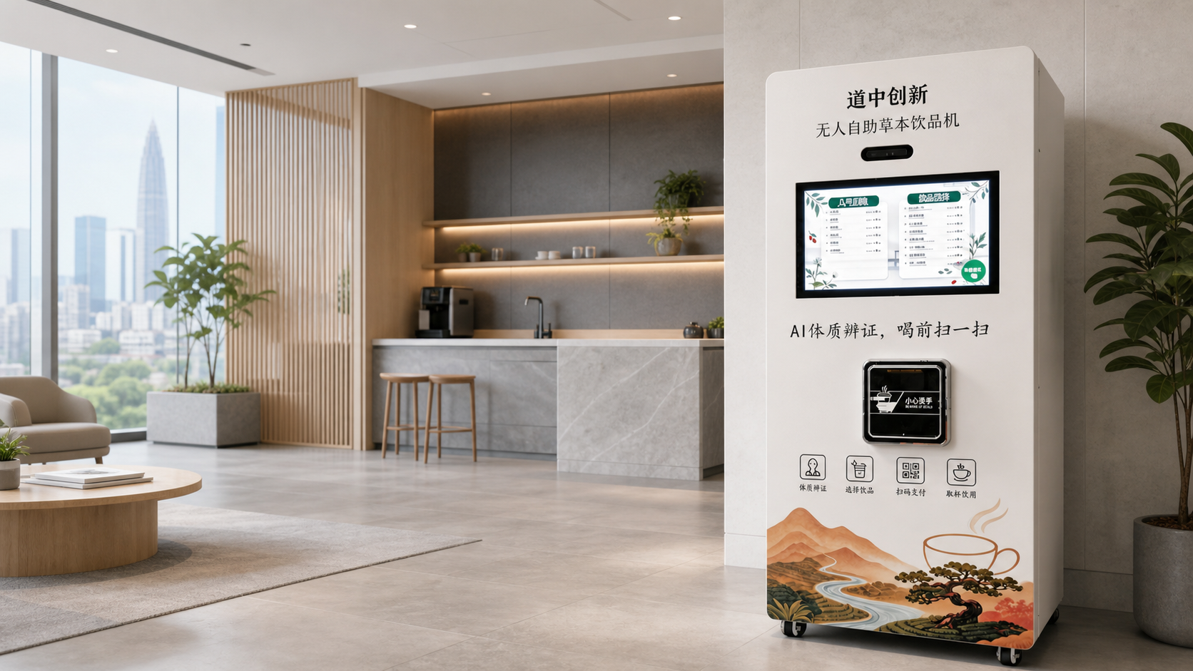 DOZZON 无人自助草本饮品机部署于现代企业健康饮品空间
