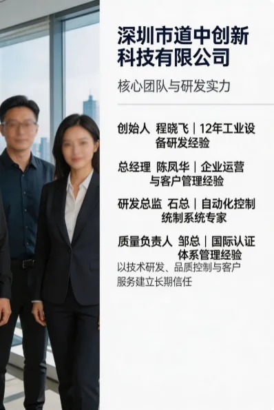 DOZZON 核心团队：创始人程晓飞（12年工业设备研发经验）、总经理陈凤华、研发总监石总（自动化控制系统）、质量负责人邹总（国际认证体系）
